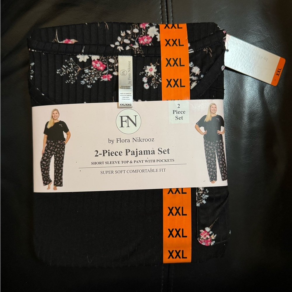 Flora Nikrooz Black Floral Lounge Set XXL
